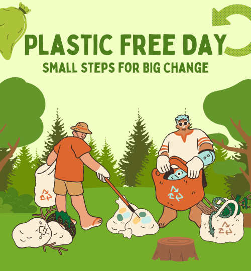 Green Illustrative Plastic Free Day Instagram Post